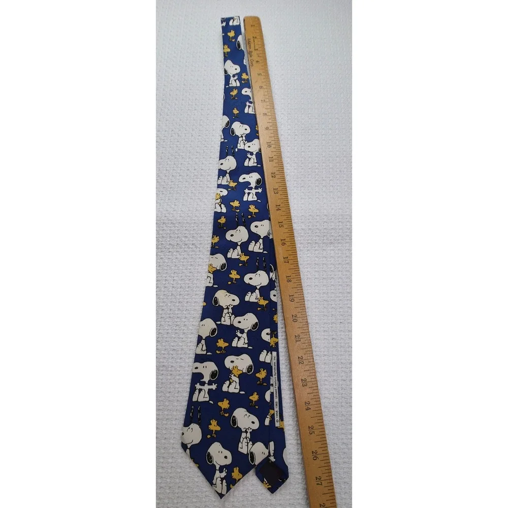 Peanuts Snoopy Woodstock Tie Men One Size Blue Polyester Vintage Novelty Necktie